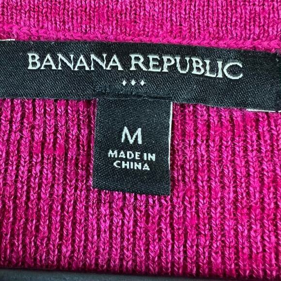 Banana Republic Ramie Blend Short Sleeve Magenta Single Hook Cardigan Medium - Picture 5 of 7
